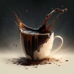 Tazza di caffè amaro su tavolo con sfondo di un articolo sulle conseguenze del consumo quotidiano.